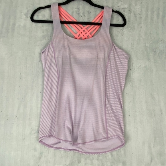 Lululemon Strappy Back Tank Top Sz 2 Purple Built-in Shelf Bra - Picture 1 of 7